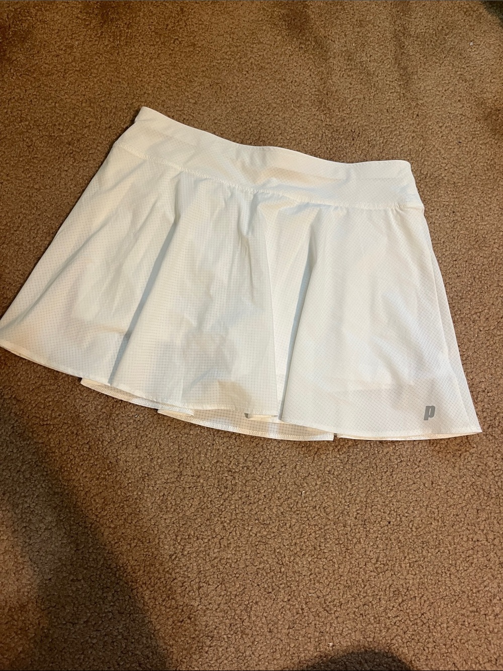 White Pleated Prince Athletic Skort with Small 'P' Logo